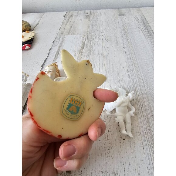 Angel Cherub ornament set vintage glitter sparkle Xmas tree ornaments - Picture 9 of 9